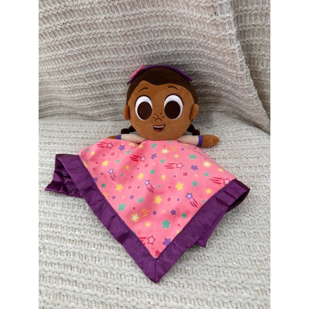 Disney Doc McStuffins Baby Security Blanket Pink Star Lovey‎ Purple Satin